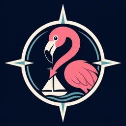 Old Seaman flamingo, sailboat and compass emblem
